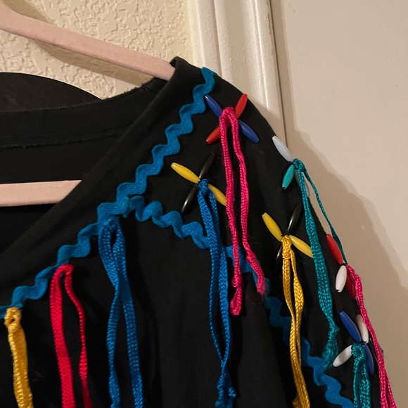 Vintage Victoria Jones Plus Size Women’s black & colorful tassel top size 2X pre - Picture 6 of 9